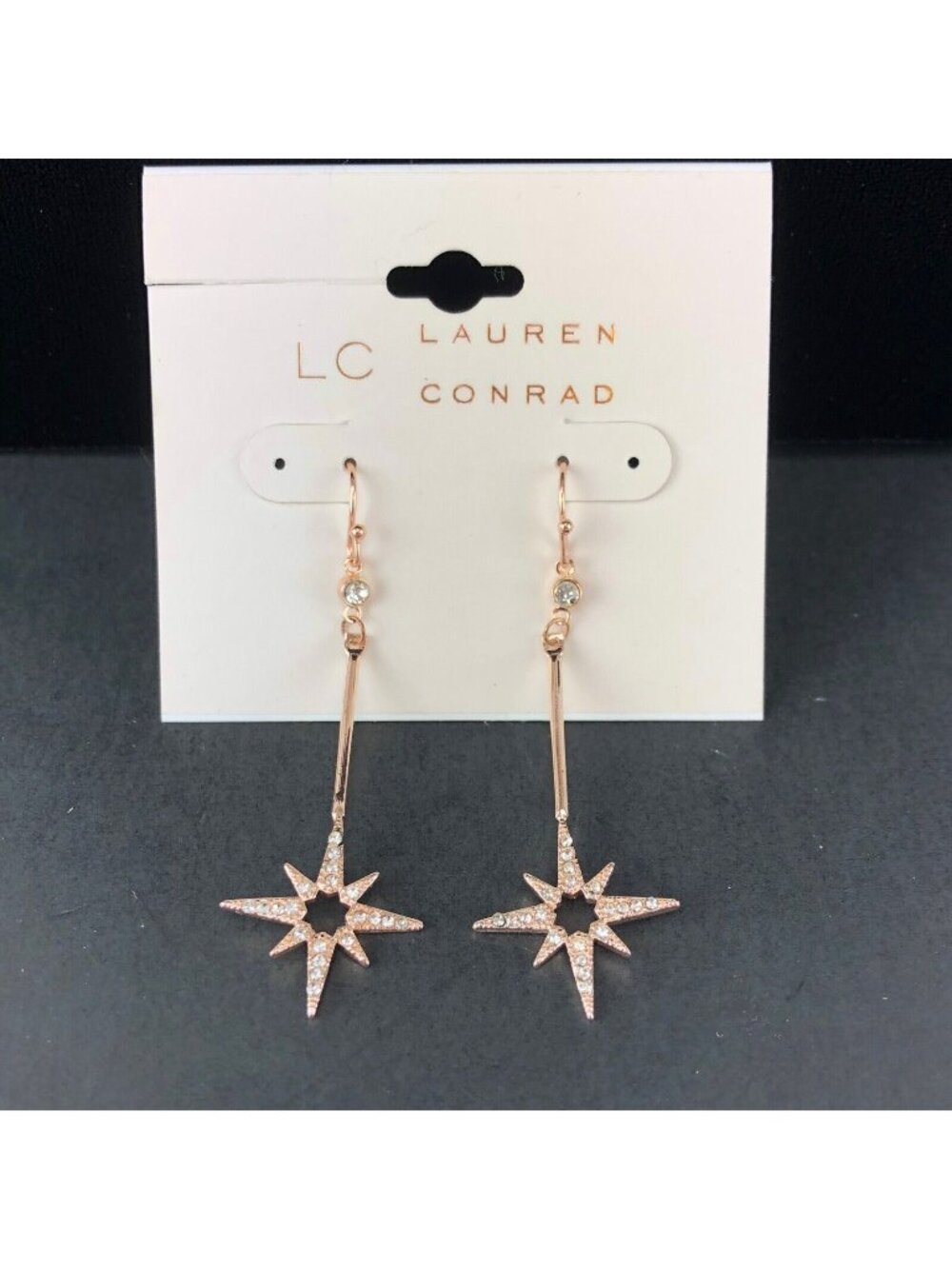 LC Lauren Conrad Earrings Copper-Tone Cubic Zirconia Stars Dangles